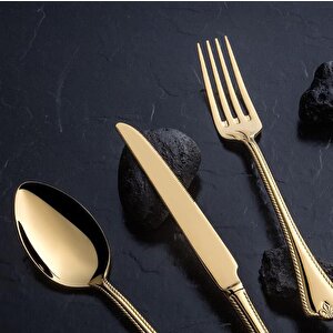 Fulya Titanyum Gold Full Altın Parlak 89 Parça Kutulu Çatal Bıçak Set