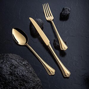 Fulya Titanyum Gold Full Altın 84 Parça Kutulu Çatal Bıçak Seti