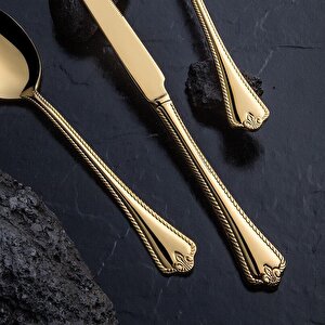Fulya Titanyum Gold Full Altın 84 Parça Kutulu Çatal Bıçak Seti