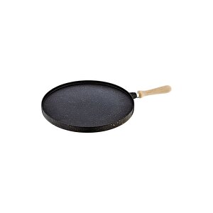 3285 Döküm Granit Yuvarlak Çift Taraflı 34 Cm Gözleme Tavası Siyah