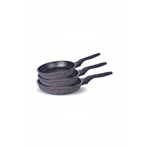 Fms D3000 Döküm Granit 3 Parça Tava Seti Siyah (20-24-28 Cm)