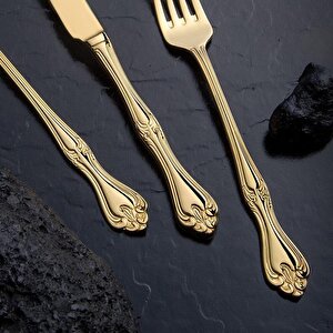 Lalezar Titanyum Gold Full Altın Parlak 89 Parça Kutulu Çatal Bıçak Set