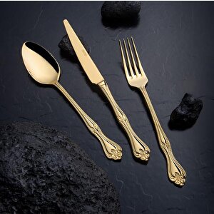 Lalezar Titanyum Gold Full Altın Parlak 84 Parça Kutulu Çatal Bıçak Set