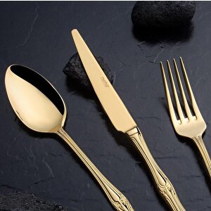Lalezar Titanyum Gold Full Altın Parlak 84 Parça Kutulu Çatal Bıçak Set