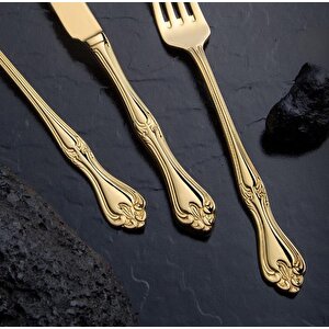 Lalezar Titanyum Gold Full Altın Parlak 84 Parça Kutulu Çatal Bıçak Set