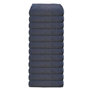 12li Paket Boya Tutmayan Mikrofiber El Yüz Spor Kuaför Havlusu 50x90 Cm Siyah