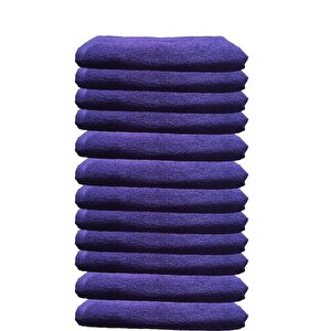 12li Paket Boya Tutmayan Mikrofiber El Yüz Spor Kuaför Havlusu 50x90 Cm Mor