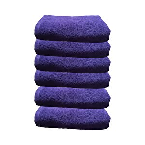 6lı Paket Boya Tutmayan Mikrofiber El Yüz Spor Kuaför Havlusu 50x90 Cm Mor
