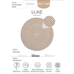 Luke 853 Yuvarlak Halı Mutfak Halısı Antre Hol Halısı Hasır Balkon Halısı Banyo Halı 200x200 cm