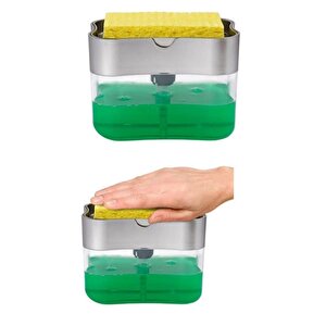 Sıvı Sabunluk Pompalı Sünger Hazneli Sıvı Sabun Dispenseri 385ml