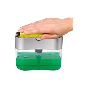 Sıvı Sabunluk Pompalı Sünger Hazneli Sıvı Sabun Dispenseri 385ml