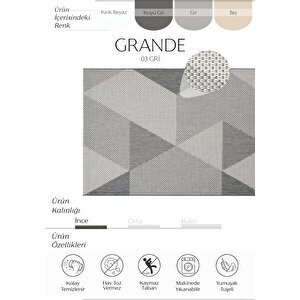 Grande 03 Gri Balkon Kilimi İnce Antre Hol Halısı Kaymaz Tabanlı Halı Yolluk Mutfak Kilimi 120x180 cm