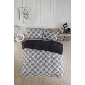 Çift Kişilik Lüx Wellsoft Yorgan Çift Taraflı Yastık Kılıflı 195x215 Cm Yorgan + Yastık Kılıfı Set Siyah
