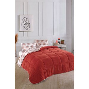 Çift Kişilik Lüx Wellsoft Yorgan Çift Taraflı Yastık Kılıflı 195x215 Cm Yorgan + Yastık Kılıfı Set Turuncu