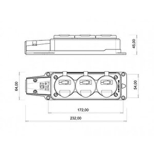 Bemi̇s Kauçuk Ip54 Üçlü Grup Priz Monofaze  Bk1-1402-3613