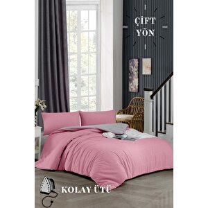 (120x200 Lastikli Çarşaflı) Tek Kişilik Nevresim Takımı , Çift Renk, Kırışmaya Dayanıklı 120x200 cm