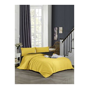 (160x200 Lastikli Çarşaflı) Çift Kişilik Nevresim Takımı, Çift Renk, Kırışmaya Dayanıklı 160x200 cm