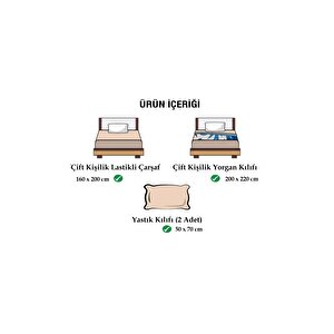 (120x200 Lastikli Çarşaflı) Tek Kişilik Nevresim Takımı , Çift Renk, Kırışmaya Dayanıklı
