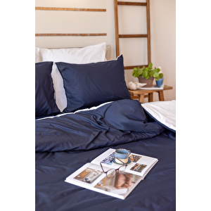 (180x200 Lastikli Çarşaflı) Battal Boy Nevresim Takımı, Çift Renk, Kırışmaya Dayanıklı 180x200 cm