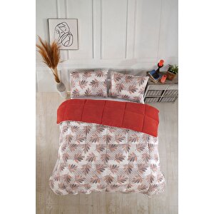 Tek Kişilik Lüx Wellsoft Yorgan Çift Taraflı Yastık Kılıflı 155x215 Cm Yorgan Turuncu