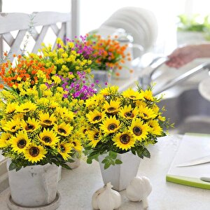 Yapay Çiçek Sunflower Ay Çiçeği Büyük Demet 12 Dallı 50cm