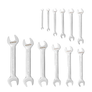 Workpro Wp202507 6-32mm 12 Parça Cr-v Profesyonel Açık Ağız Anahtar Takımı + Bez Taşıma Kılıfı