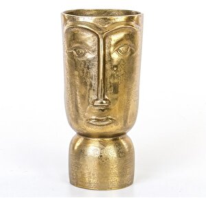 Metal Surat Vazo 16,5x37 Cm Dore