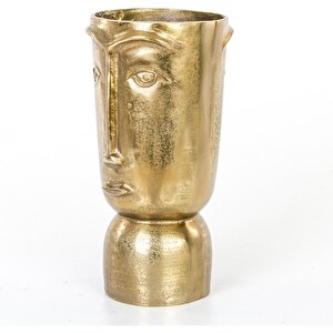 Metal Surat Vazo 16,5x37 Cm Dore