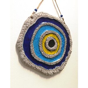 Seramik Nazar Boncuğu Dekoratif Duvar Süsü Nazarlık 25x25 Cm