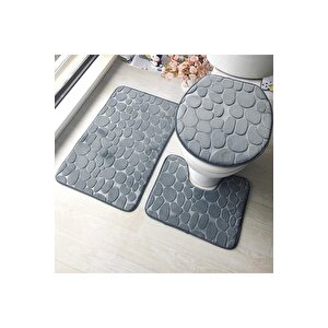 3 Adet Banyo Tuvalet Paspas Seti Kaymaz Ayaklık