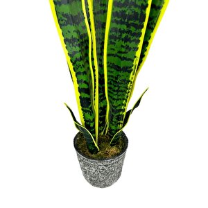 Yapay Çiçek Saksılı Yeşil Kılıç Çiçeği 68cm Salon Çiçeği Gri Seramik Saksılı Yapay Bitki