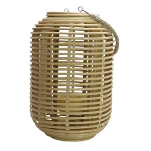 Dekoratif Halatlı Rattan Cam Hazneli Mumluk Küçük