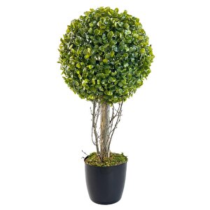 Yapay Ağaç Şimşir Top Tek Toplu 23cmx45cm Siyah Saksılı