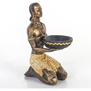 Dekoratif Afrikalı Kadın Biblo 10x14x22 Cm