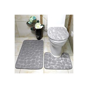 3 Adet Banyo Paspası Seti, Banyo Halısı, Yumuşak Makinede Yıkanabilir
