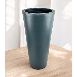 Fiber Saksı Antrasit Sütun Silindir Konik Vazo Dekoratif Saksı Fiberglas 80*40*27cm