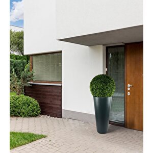 Fiber Saksı Antrasit Sütun Silindir Konik Vazo Dekoratif Saksı Fiberglas 80*40*27cm