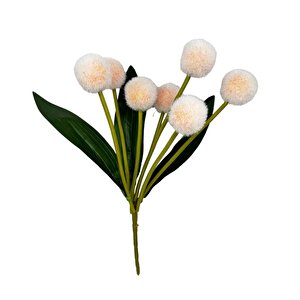 Yapay Çiçek Şampanya Rengi Pompon Çiçeği Dekoratif Yapay Çiçek 7 Toplu 30*20cm