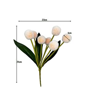 Yapay Çiçek Şampanya Rengi Pompon Çiçeği Dekoratif Yapay Çiçek 7 Toplu 30*20cm