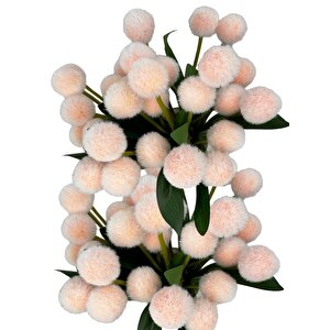 Yapay Çiçek Şampanya Rengi Pompon Çiçeği Dekoratif Yapay Çiçek 7 Toplu 30*20cm