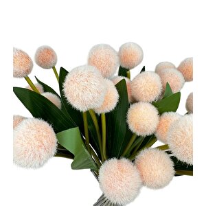 Yapay Çiçek Şampanya Rengi Pompon Çiçeği Dekoratif Yapay Çiçek 7 Toplu 30*20cm