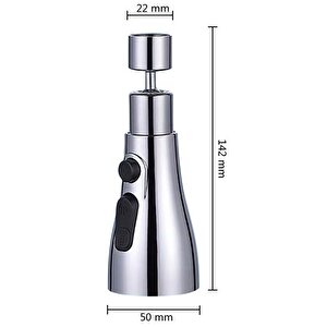 3 Fonksiyonlu Metalik Musluk Başlığı Modlu Paslanmaz Metal Musluk Başlığı Oynar Başlıklı 1 Adet
