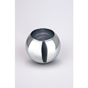 Cam Dekoratif Aksesuar Saksılık Vazo Akvaryum 19 Cm Gümüş – C1-1-288