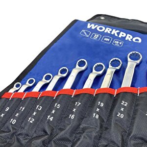 Workpro Wp202510 6-32mm 12 Parça Cr-v Profesyonel İki Ağızlı Yıldız Anahtar Takımı + Bez Taşıma Kılıfı