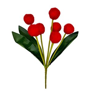 Yapay Çiçek Kırmızı Pompon Çiçeği Dekoratif Yapay Çiçek 30*20cm
