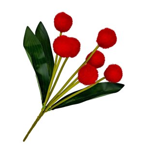 Yapay Çiçek Kırmızı Pompon Çiçeği Dekoratif Yapay Çiçek 30*20cm