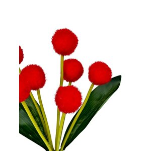 Yapay Çiçek Kırmızı Pompon Çiçeği Dekoratif Yapay Çiçek 30*20cm