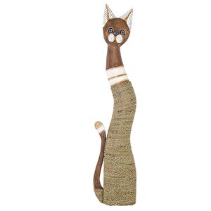 Ahşap Kedi Dekor 21,5x8x96 Cm