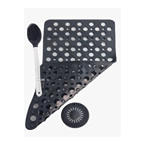 3 Parça Set Banyo Ve Duş Kaydırmaz Çift Taraflı Banyo Duşvücutfırçası Yuvarlakküvetsüzgeci