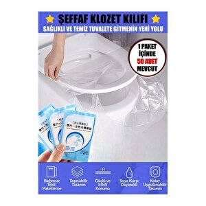 Kullan At Şeffaf Klozet Kapağı Kılıfı (50 Adet)